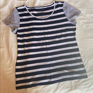 Ann Taylor Navy and White Striped Top
